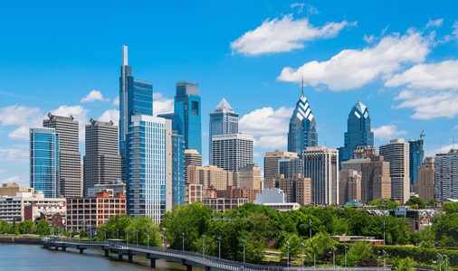 Philadelphia skyline in the summer